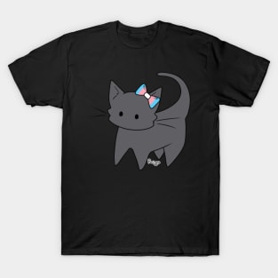 Trans Pride Russian Blue Kitty Ear Bow T-Shirt